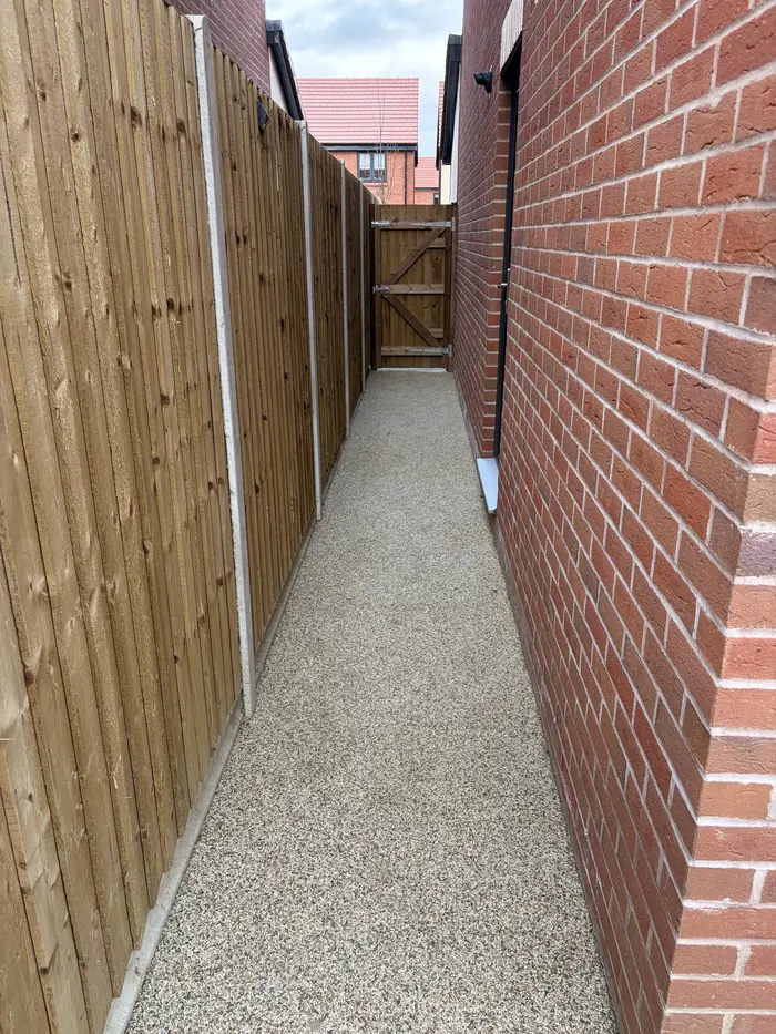 Resin bound side passage between a house and fence, by A&P Resin