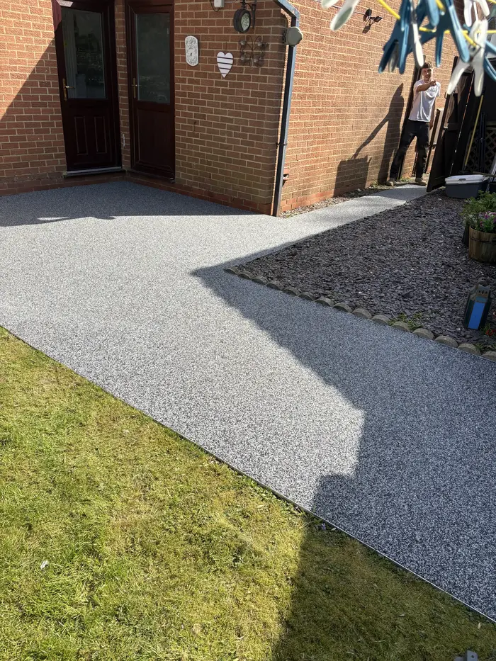 Grey resin bound path across a school site, by A&P Resin