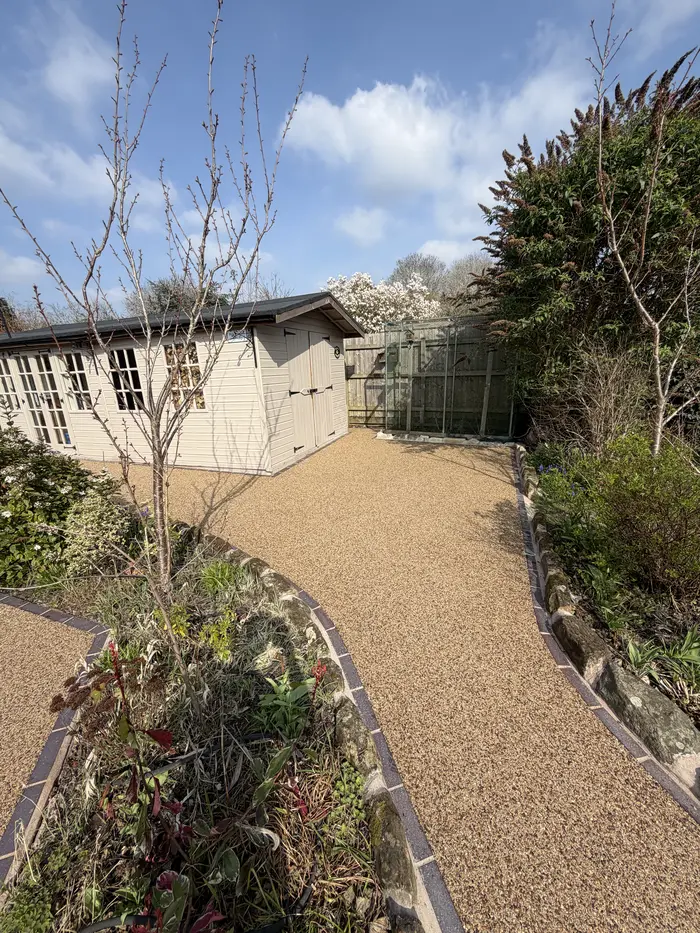 Resin bound garden path with lavender borders, by A&P Resin